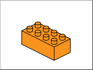 Clip Art Large Orange Building Block 8 Connectors Abcteach