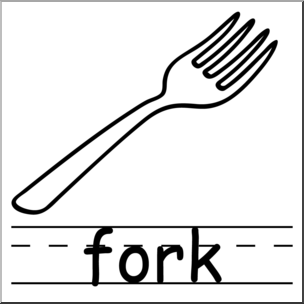 Clip Art Basic Words Fork B W Labeled Abcteach