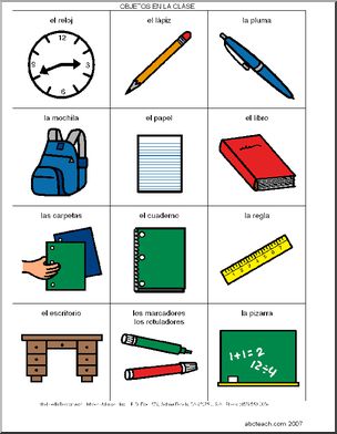 Objetos De La Clase Classroom Objects Abcteach