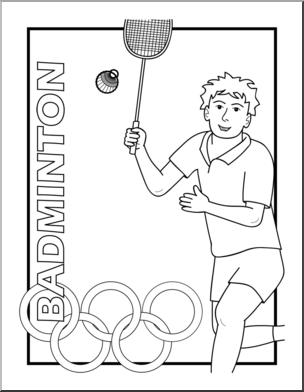Clip Art: Summer Olympics Event Illustrations: Badminton B&W