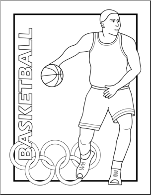 Clip Art: Summer Olympics Event Illustrations: Basketball B&W