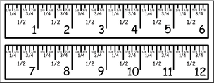 Clip Art: Ruler: 12 Inch by Eights Color