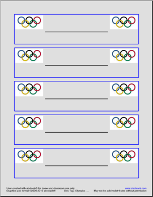 Desk Tags: Olympic Rings (single line)