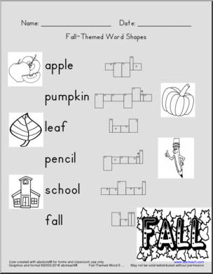 Word Shape: Fall Vocabulary (elem)