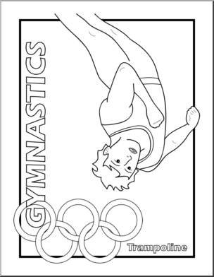 Clip Art: Summer Olympics Event Illustrations: Gymnastics Trampoline B&W