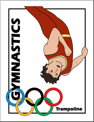 Clip Art: Summer Olympics Event Illustrations: Gymnastics Trampoline Color