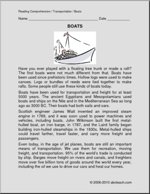 Comprehension: Boats (elem)