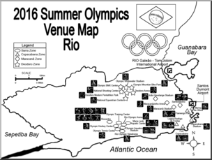Clip Art: 2016 Summer Olympics Venue Map – Rio (B&W)