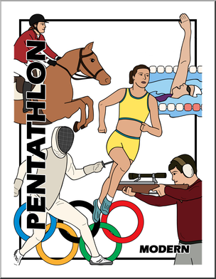 Clip Art: Summer Olympics Event Illustrations: Modern Pentathlon Color