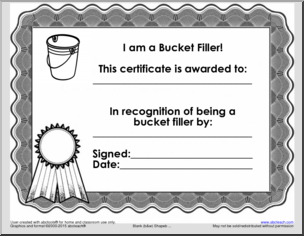 Certificate: I am a Bucket Filler!