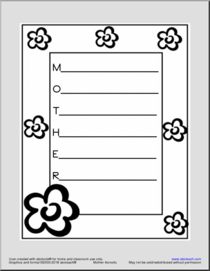 Shapebook: Writing Paper – Mother’s Day Acrostic – Abcteach