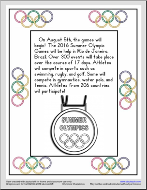 Color and Read: 2016 Summer Olympic Games (primary)