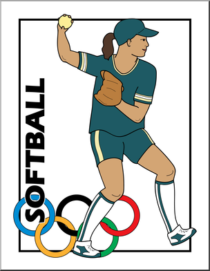 Clip Art: Summer Olympics Event Illustrations: Softball Color