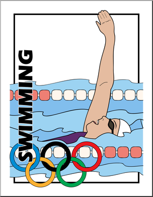 Clip Art: Summer Olympics Event Illustrations: Swimming Color