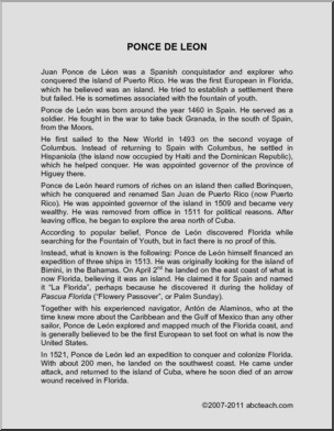 Biography: Ponce de Leon (upper elem)