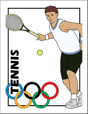 Clip Art: Summer Olympics Event Illustrations: Tennis Color