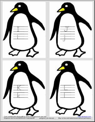 Handwriting Practice: Penguin Alphabet (ZB-style font)