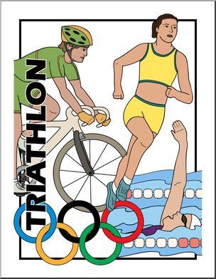 Clip Art: Summer Olympics Event Illustrations: Triathlon Color