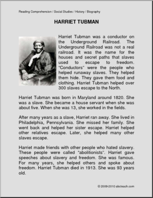 Biography: Harriet Tubman (primary/elem)