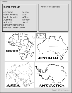 Lapbook: Continents – Abcteach