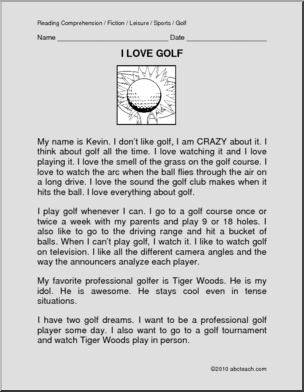 Fiction: I Love Golf (primary/elem)