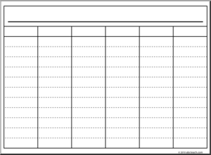 Clip Art: 6 Column Organizer 2 Landscape B&W – Abcteach