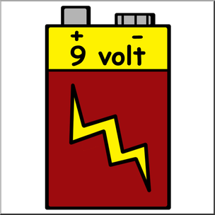Clip Art: Electricity: 9 Volt Battery Color
