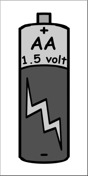 Clip Art: Electricity: AA Battery Grayscale