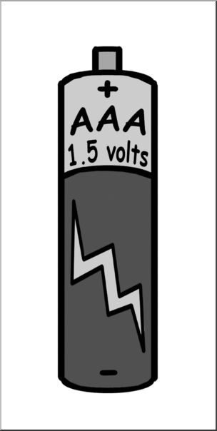 Clip Art: Electricity: AAA Battery Grayscale
