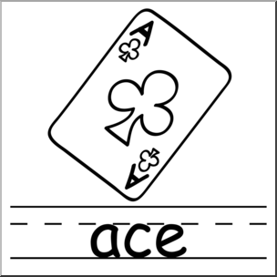 Clip Art: Basic Words: Ace B&W Labeled