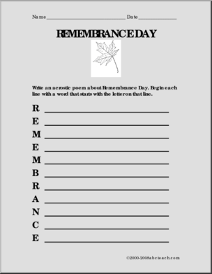 Remembrance Day Acrostic Form