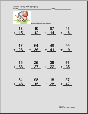 Addition 2 digits (set 6) Worksheet