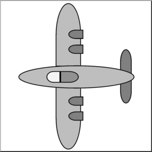Clip Art: Basic Shapes: Airplane Grayscale