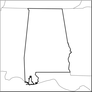 Clip Art: US State Maps: Alabama B&W