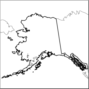 Clip Art: US State Maps: Alaska B&W