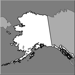 Clip Art: US State Maps: Alaska Grayscale – Abcteach