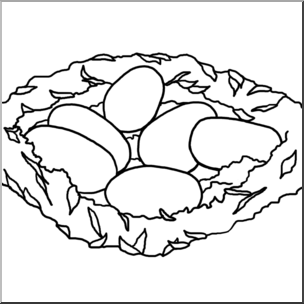 Clip Art: Alligator Eggs In Nest B&w – Abcteach