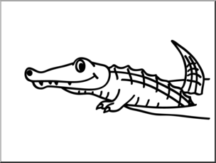 Clip Art: Basic Words: Alligator B&W Unlabeled