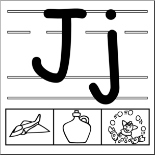 Clip Art: Alphabet Set 01: J B&W