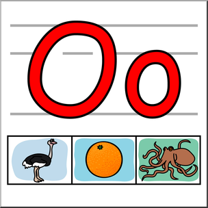 Clip Art: Alphabet Set 01: O Color