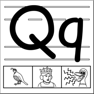 Clip Art: Alphabet Set 01: Q B&W