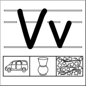 Clip Art: Alphabet Set 01: V B&W