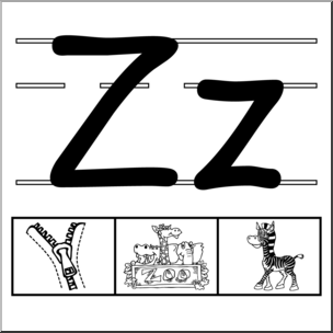 Clip Art: Alphabet Set 01: Z B&W