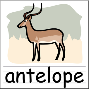 Clip Art: Basic Words: Antelope Color Labeled
