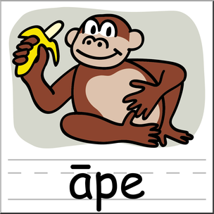 Clip Art: Basic Words: Ape Color Labeled