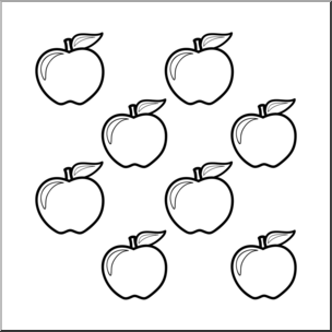 Clip Art: Apples: Color Group B&W