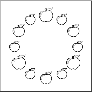 Clip Art: Apples: Color Wheel B&W