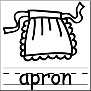 Clip Art: Basic Words: Apron B&W Labeled