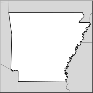 Clip Art: US State Maps: Arkansas Grayscale