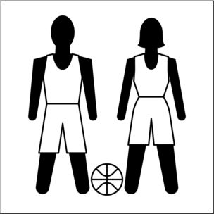 Clip Art: Athletes: Basketball B&W